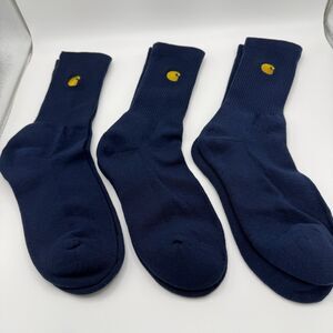 Carhartt WIP Chase Socks Navy Blue Gold Logo Crew Workwear Streetwear One Size